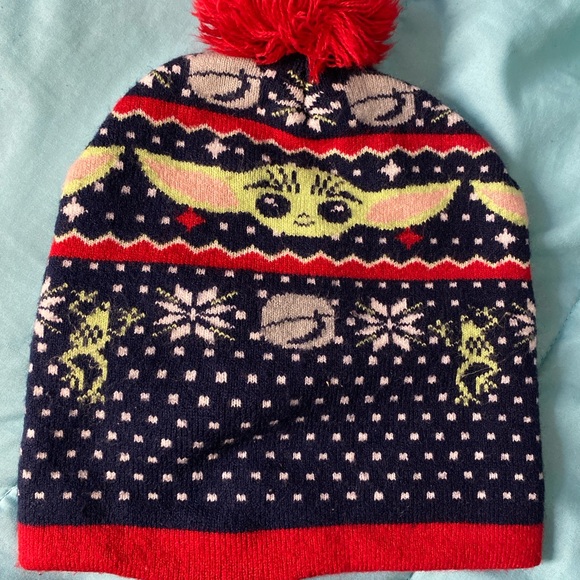 Kids' Navy and Red Beanie with Character Design - Picture 3 of 3
